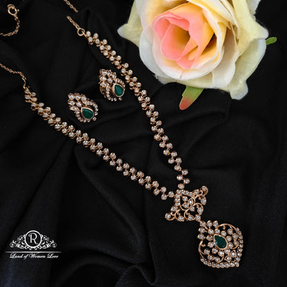 92.5 silver rose gold polish  necklace with earrings set -RCP240