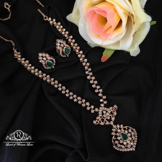 92.5 silver rose gold polish  necklace with earrings set -RCP240