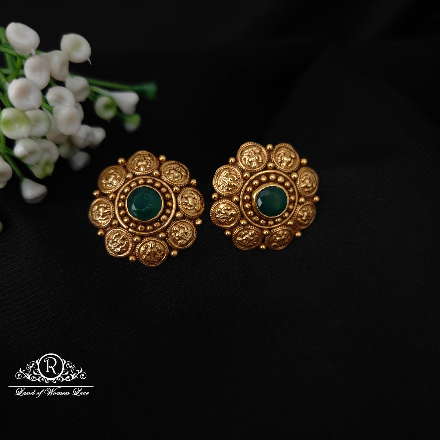 92.5 SILVER KASU MODEL EARRINGS-RCM1398