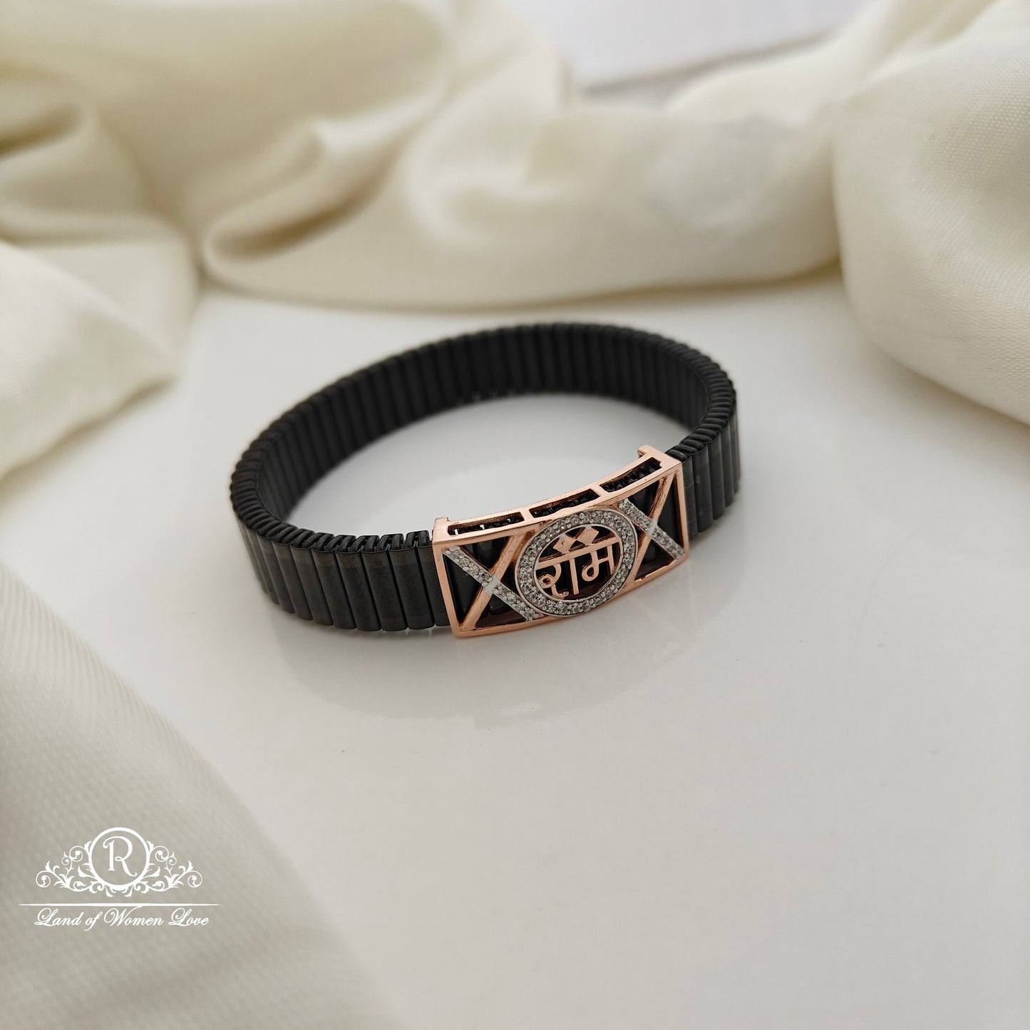 92.5 silver rose gold polish Ram name bracelet -RCBD04