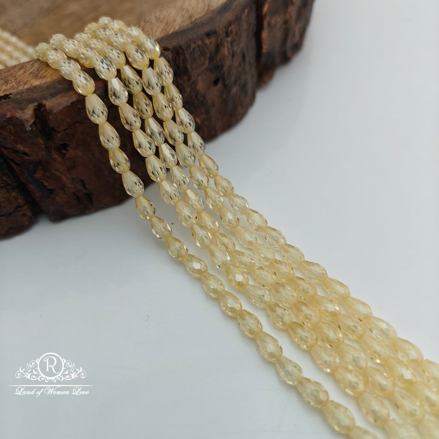 Lite yellow colour drop shape cz beads-RCJM230
