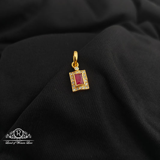 92.5 Silver Ruby rectangular design with gold polish locket-RCR271