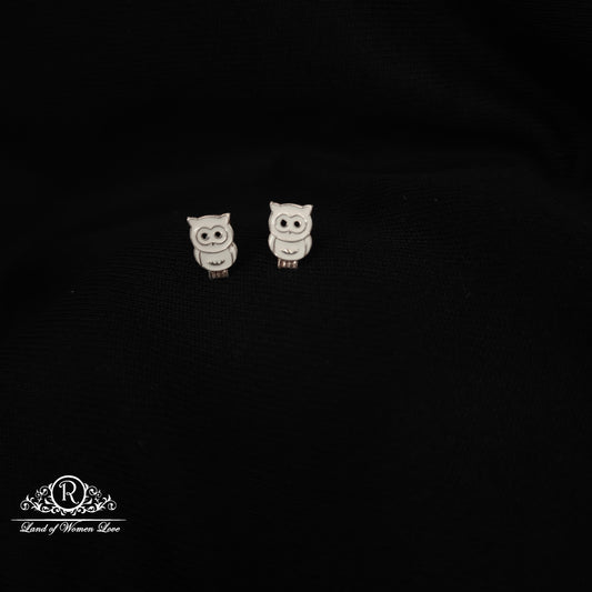 92.5 Silver Owl  Kids Earrings-RCHS61