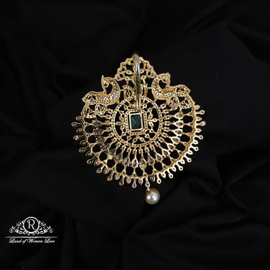 92.5 SILVER DIAMOND FINISHING PEACOCK DESGIN PENDANT-RCZP010