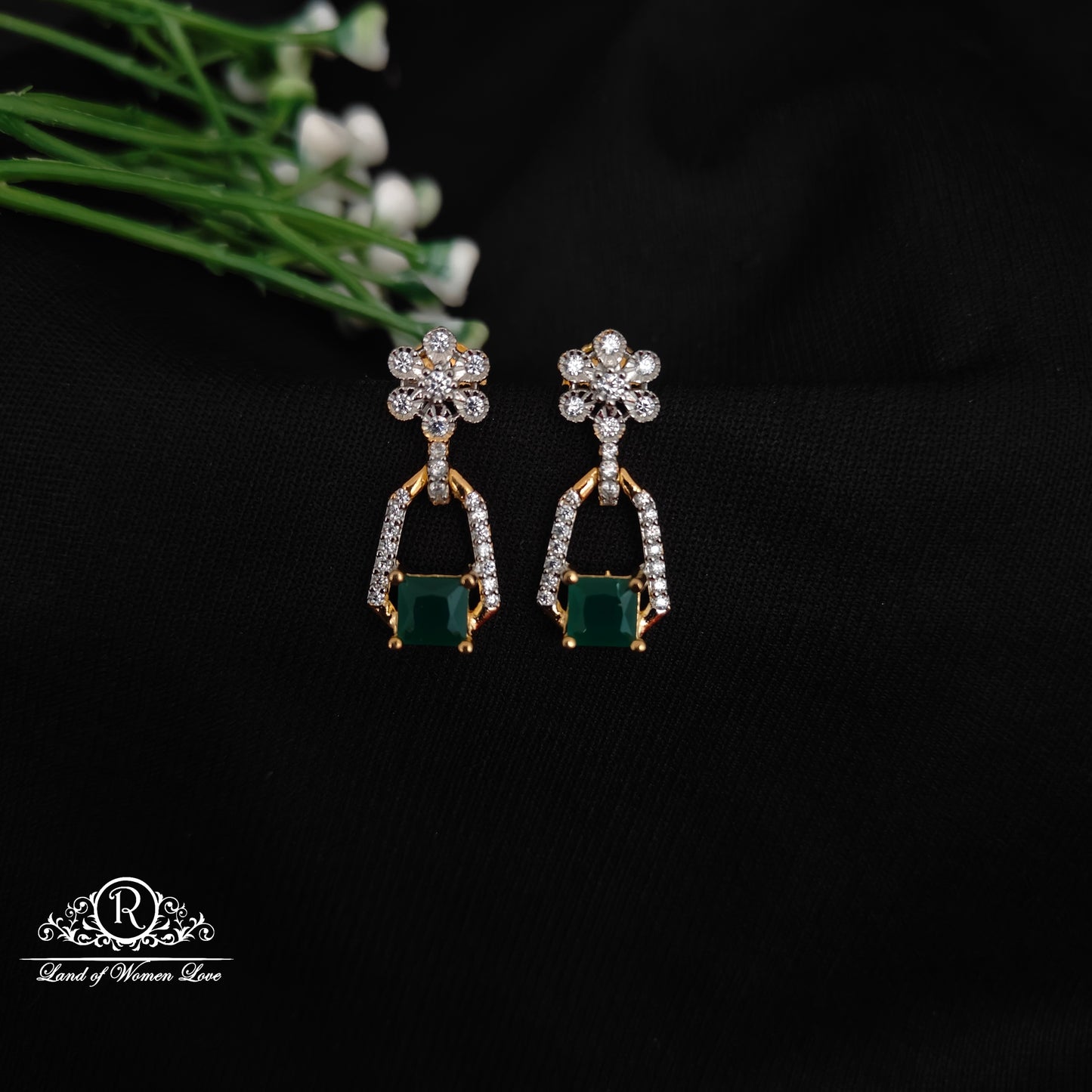 92.5 SILVER STONE EARRINGS-RCHD075