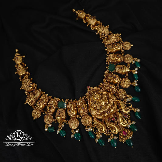 92.5 SILVER LAKSHMI DEVI WITH PEACOCK NECKLACE-RCM1367