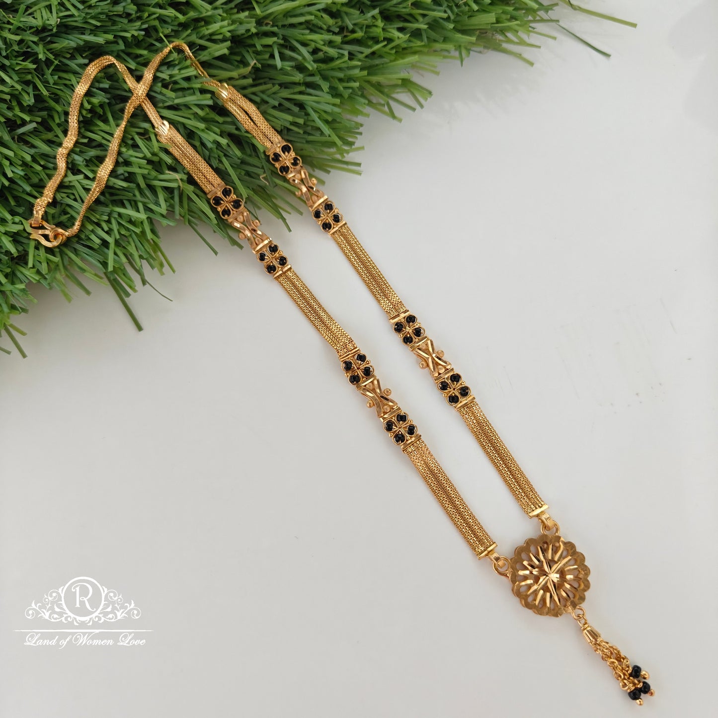 92.5 silver black beads with chain model-RCDS0663
