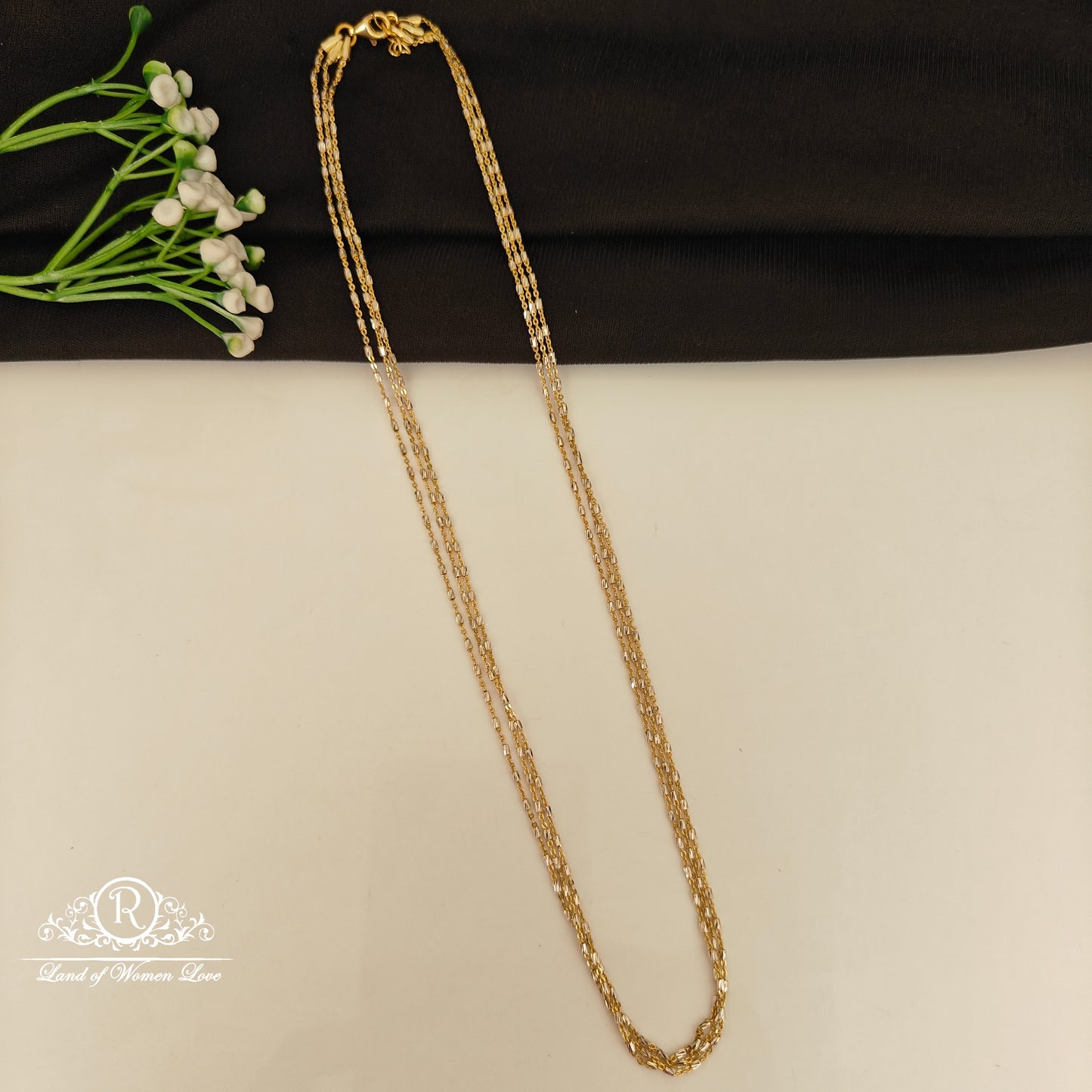 92.5 SILVER GOLD POLISH CHAIN-RCG359-15