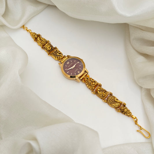 92.5-Silver With Gold Polish Watch Desgin-RCV430