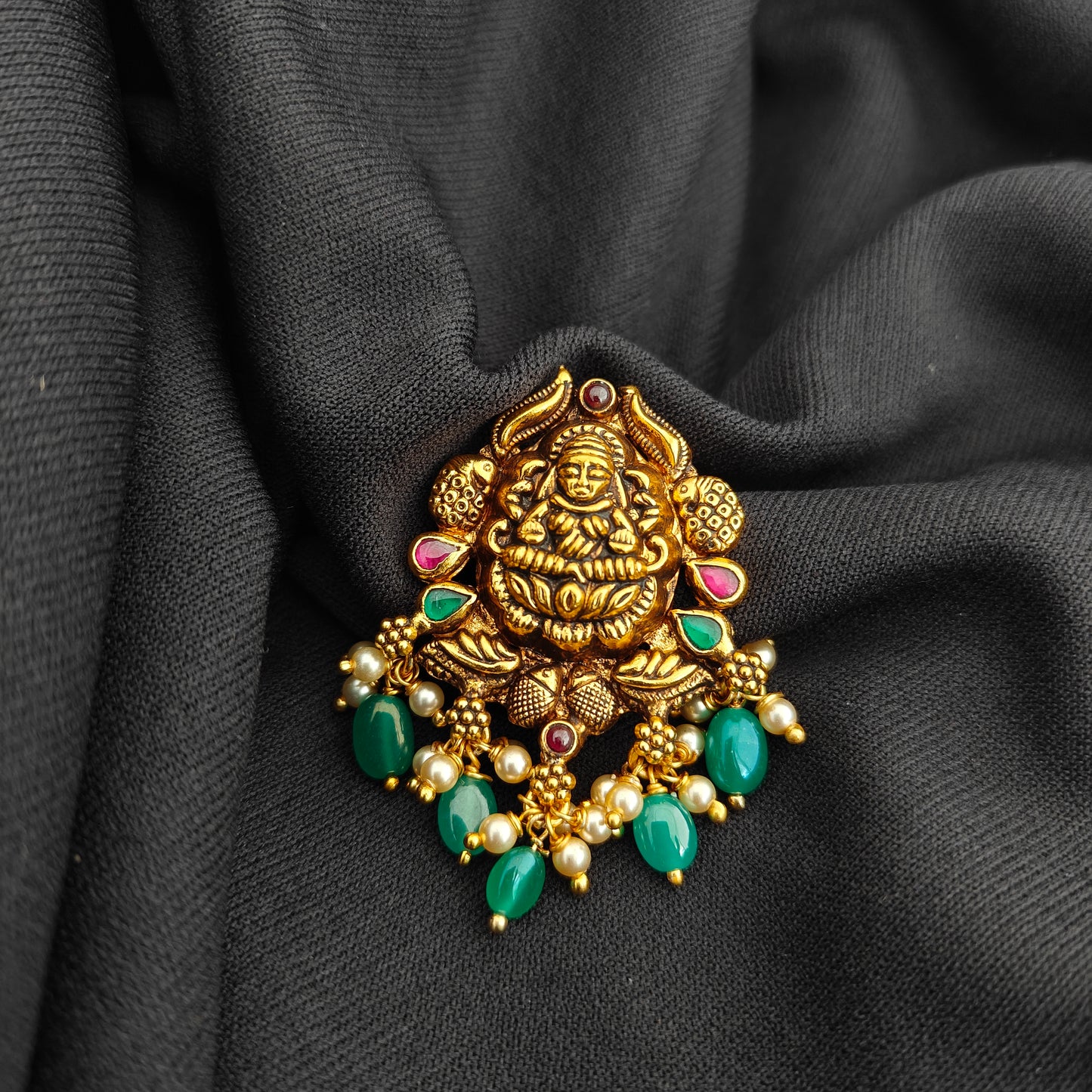 92.5 Silver With Gold Polish Lakshmi Devi Desgin pendant -RCV364