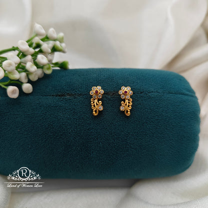92.5 Silver Small White Stone  Earrings-RCR041