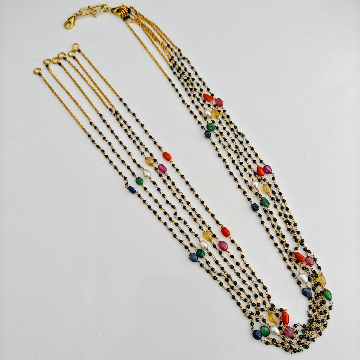 92.5 silver navaratna black beads with (63 models)-RCH1381