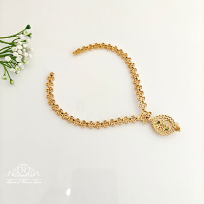 92.5 Silver with gold polish Necklace -RCR333