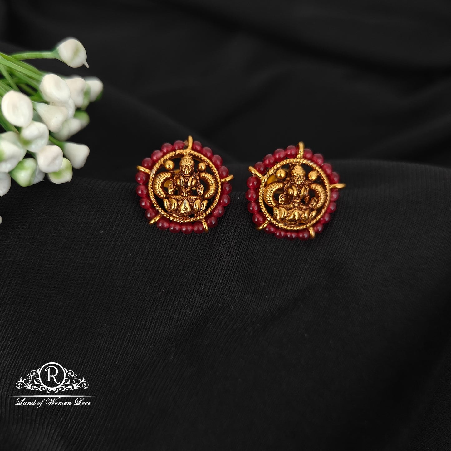 92.5 SILVER RUBY LAKSHMI DEVI  STUDS-RCJR1072