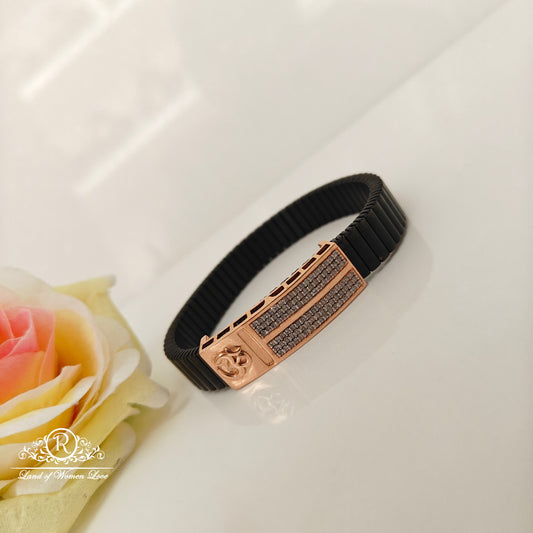 92.5 Silver Rose Gold  Gents Bracelets-RCMB026