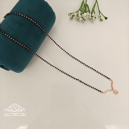 92.5 SILVER ROSE GOLD POLISH BLACK BEADS CHAIN-RCRB41