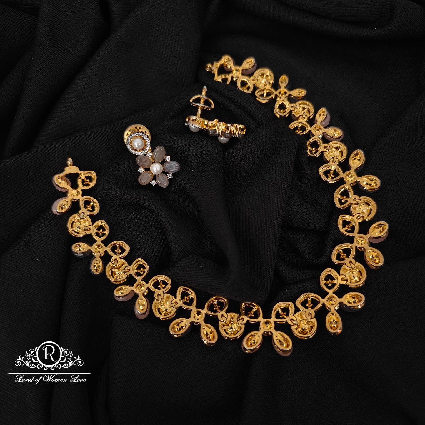 Silver pearl gem stone necklace-RCCP258