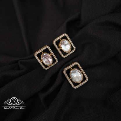 92.5 silver mossinate pendent with earrings set -RCVH43