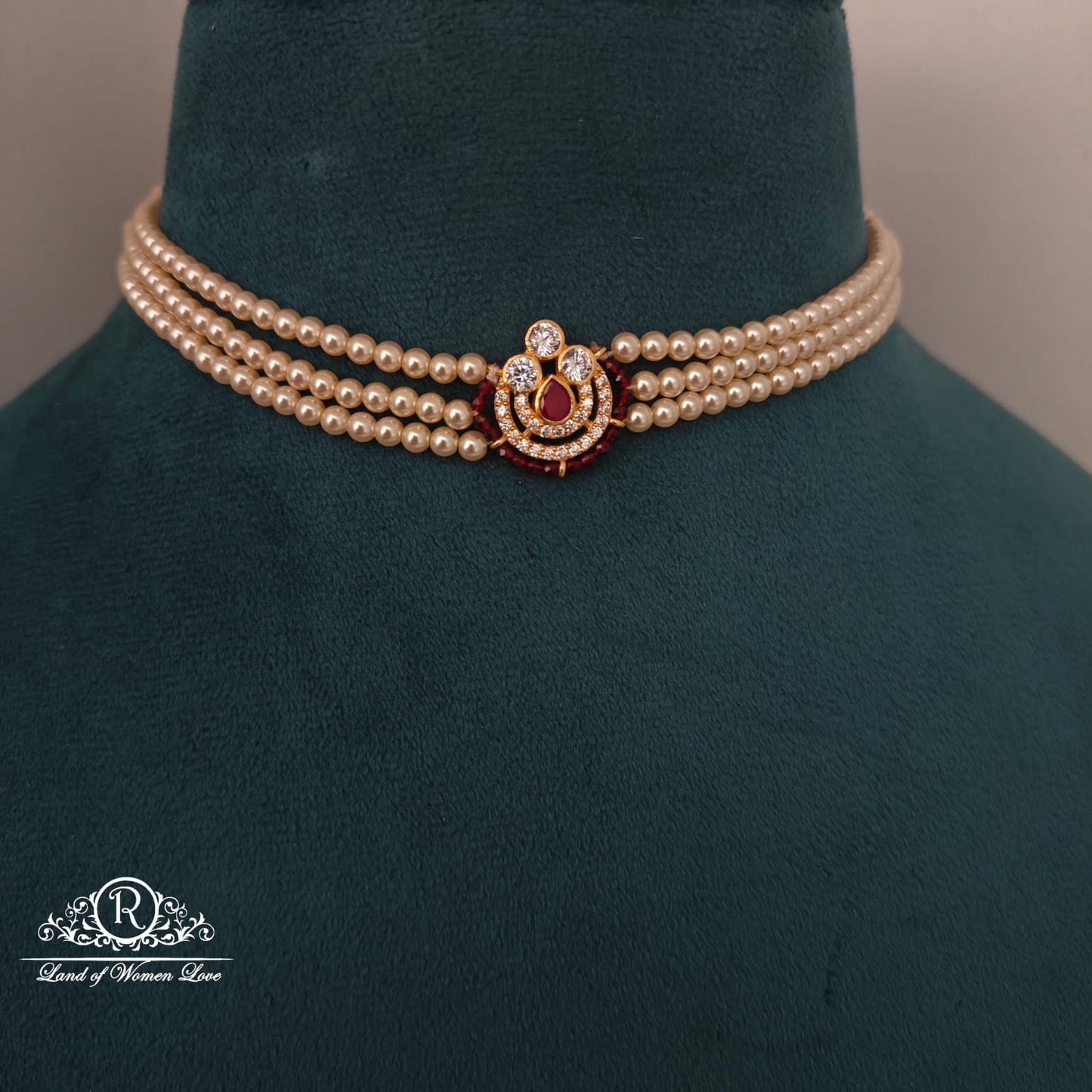 92.5 Silver pearl chocker -RCH1062