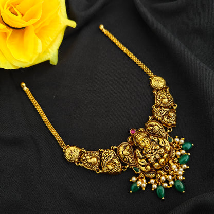 92.5 Silver  lakshmi devi Necklace design-RCV351