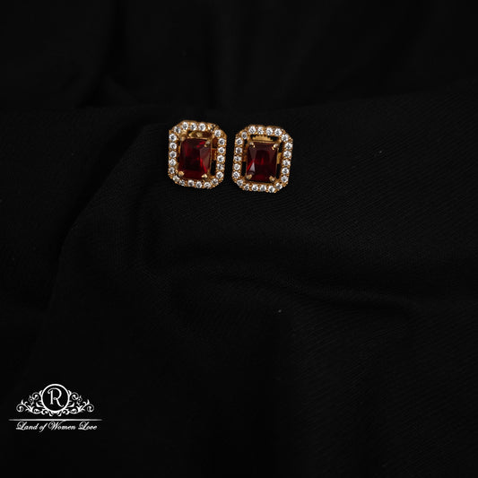 92.5 silver ruby earrings with CZ stones-RCH1020