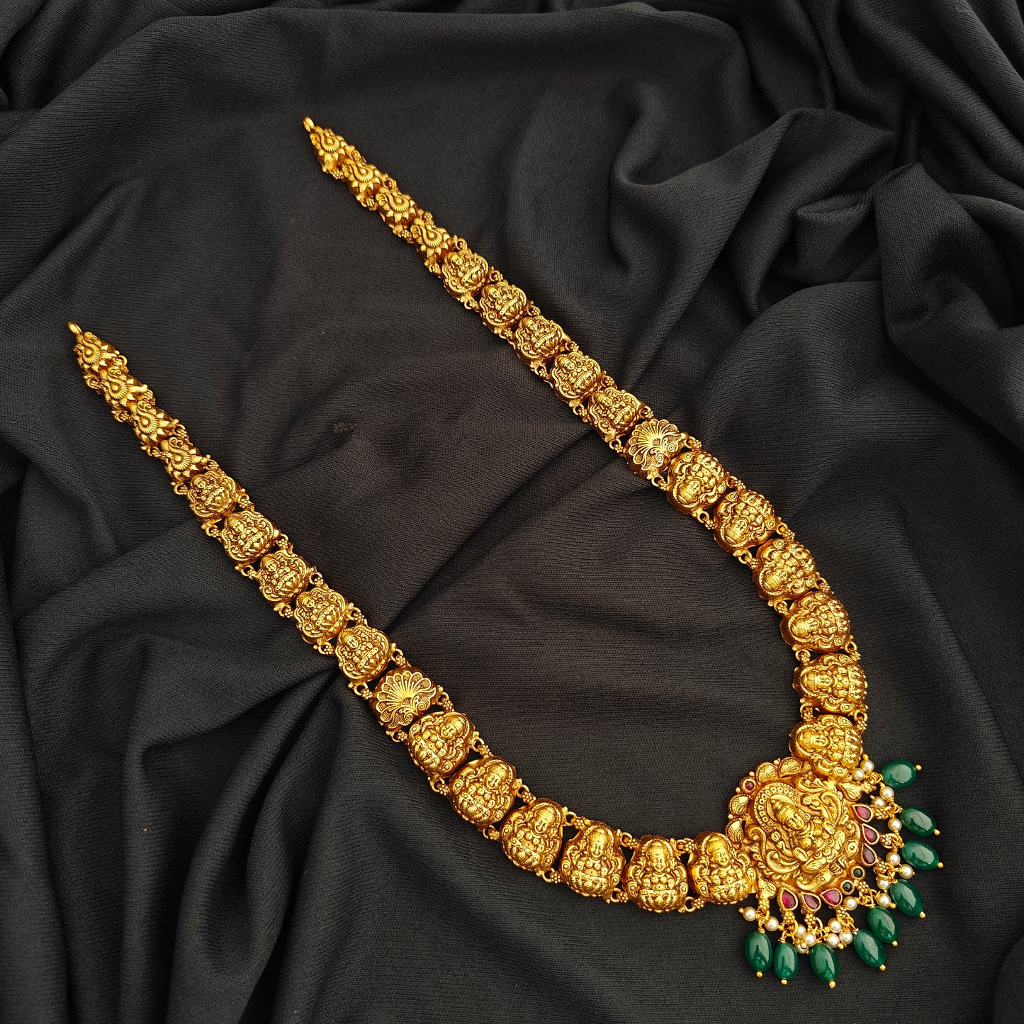 92.5 Silver  lakshmi devi Haram design-RCV335