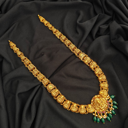 92.5 Silver  lakshmi devi Haram design-RCV335