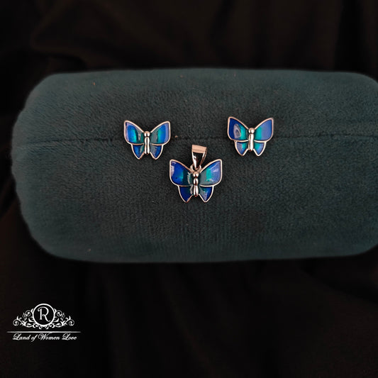92.5 SILVER BUTTERFLY EARRINGS WITH PENDANT-RCG310