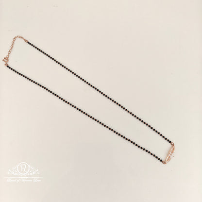 92.5 SILVER ROSE GOLD POLISH BLACK BEADS CHAIN-RCRB42