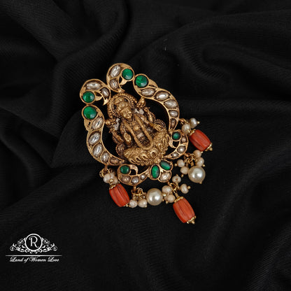 92.5 SILVER KUNDAN LAKSHMI DEVI PENDANT -RCM1428