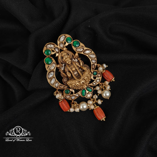 92.5 SILVER KUNDAN LAKSHMI DEVI PENDANT -RCM1428