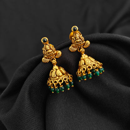 92.5 Silver With Gold Polish  Lakshmi Devi Jumkas -RCV417