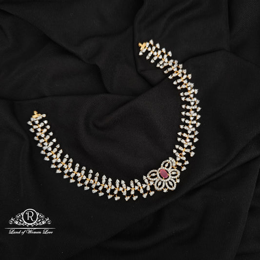 92.5 SILVER DIAMOND FINISHING NECKLACE-RCM1448