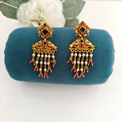 92.5 Silver peacock design chandbali earrings -RCM1641
