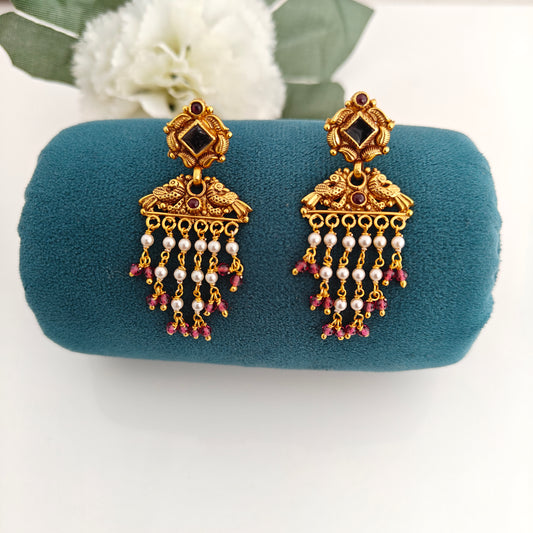 92.5 Silver peacock design chandbali earrings -RCM1641