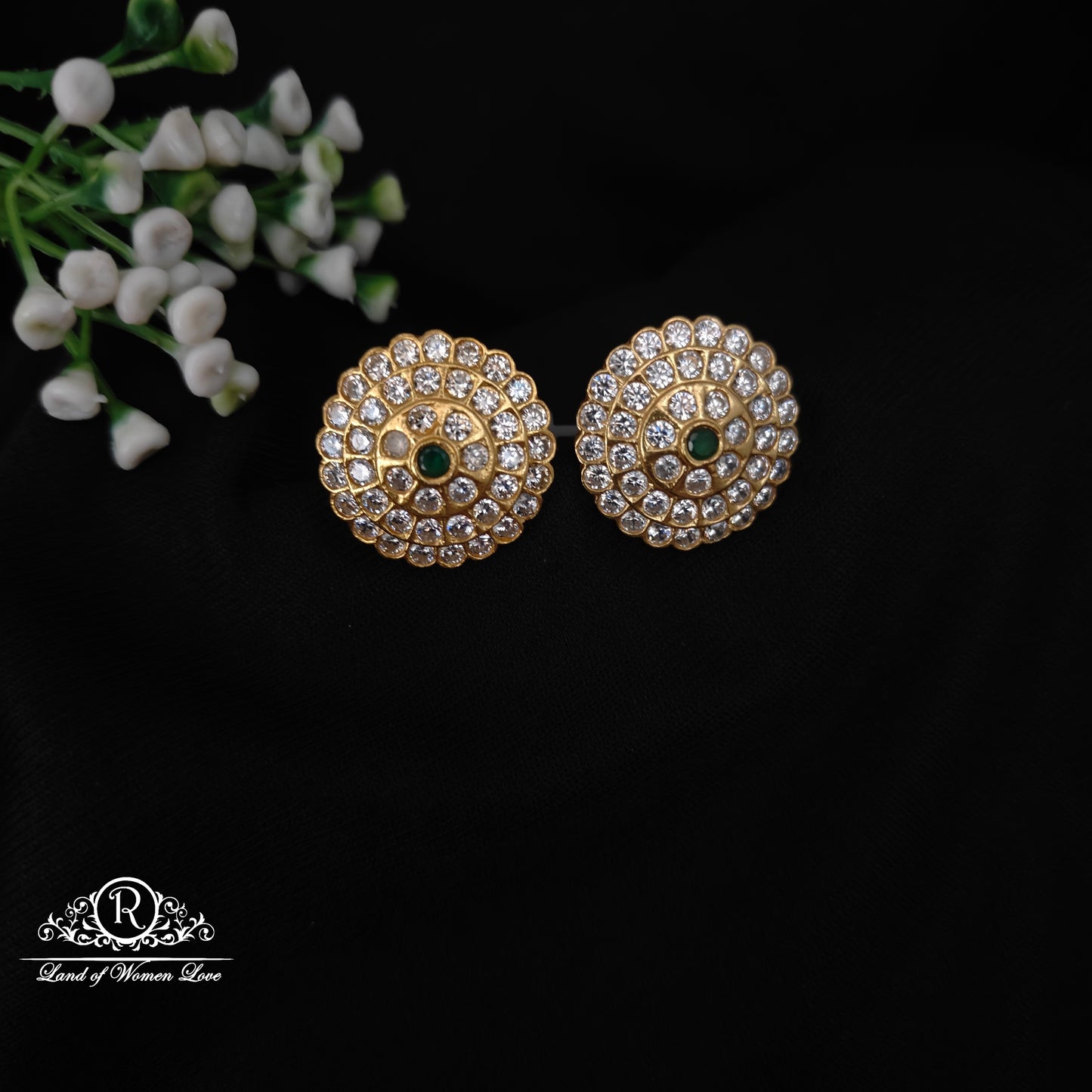 92.5  SILVER WHITE STONE STUDS -RCM1387-1