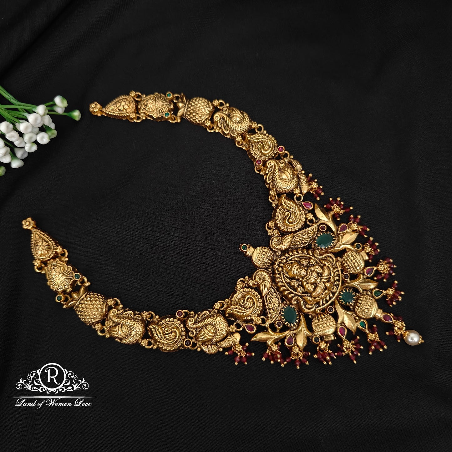 92.5 silver simple and Cute nakshi necklace with Lakshmi Devi Design -RCJR1010