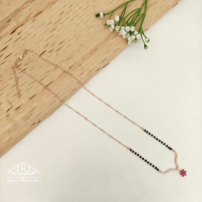 92.5 SILVER ROSE GOLD POLISH BLACK BEADS CHAIN-RCRB35