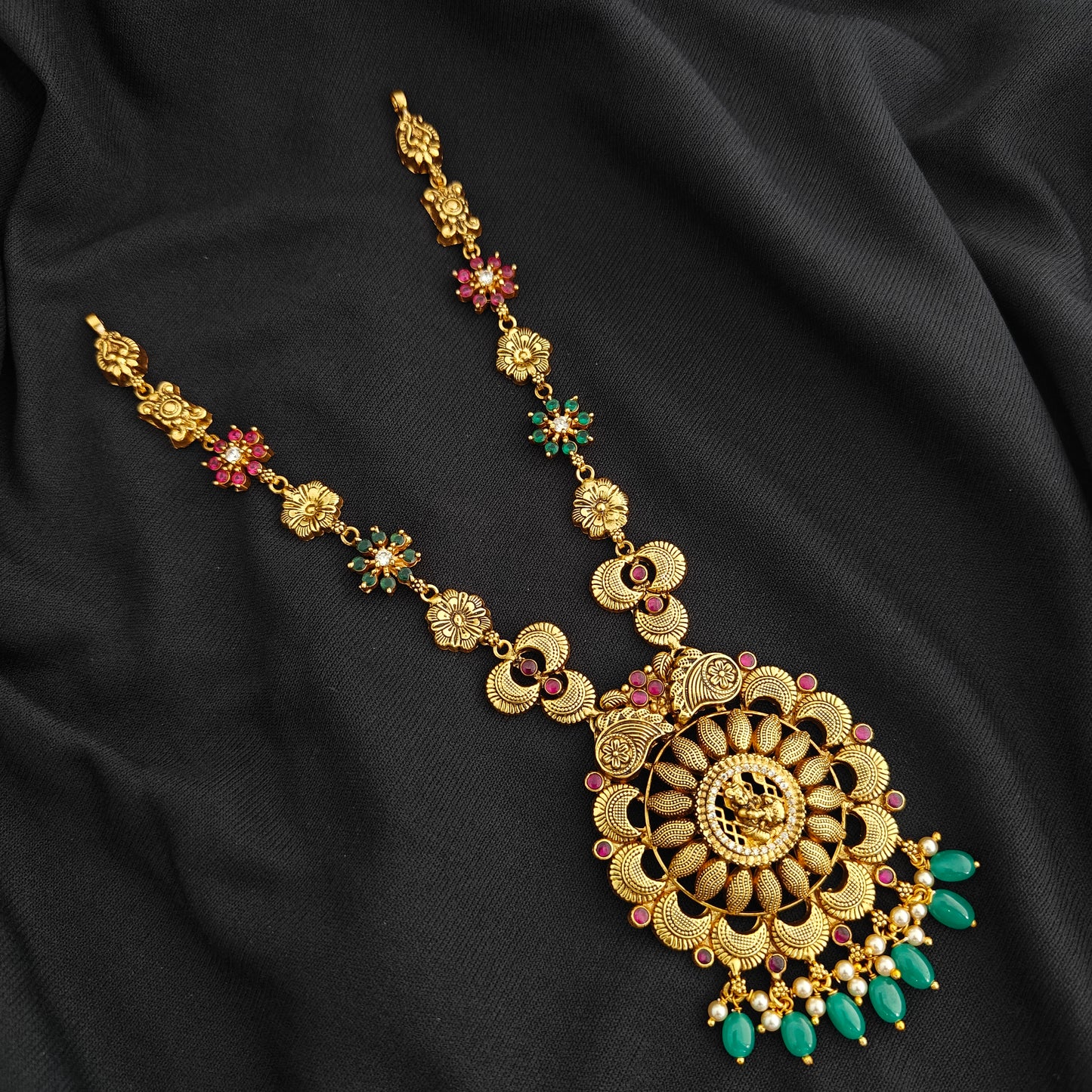 92.5 silver Nakshi  Necklace-RCV376