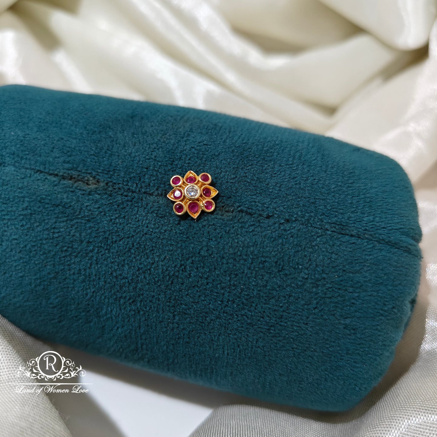 92.5 Silver ruby stone nosepin-RCR090