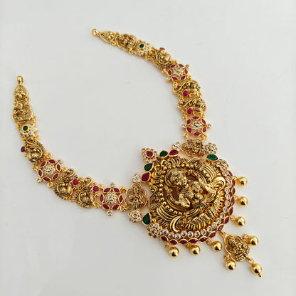 92.5 Silver with Gold Polish Lakshmi Devi Necklace-RCHD0132