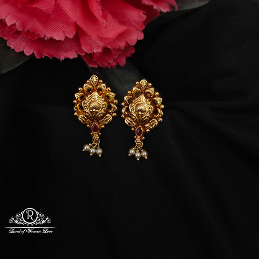 92.5  SILVER PLAIN GOLD MODEL EARRINGS -RCM1386