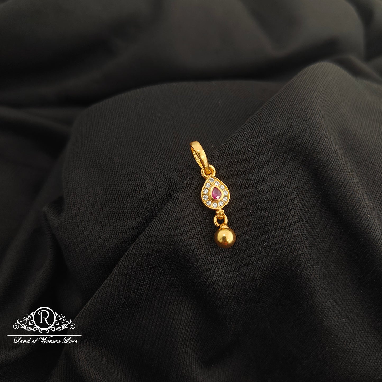 92.5 Silver Drop shape with gold drop design with gold polish locket-RCR274