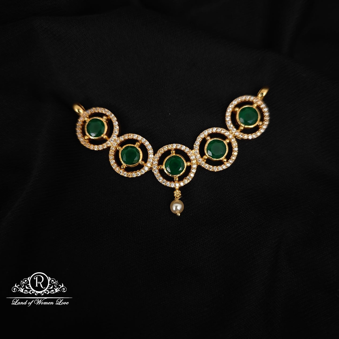 92.5  SILVER  GREEN BEADS MALA LOCKET -RCM1380