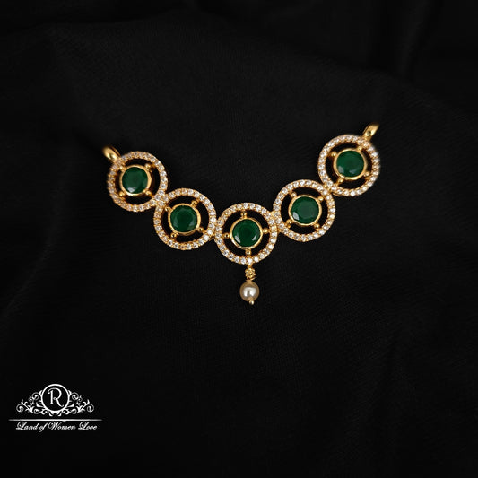 92.5  SILVER  GREEN BEADS MALA LOCKET -RCM1380