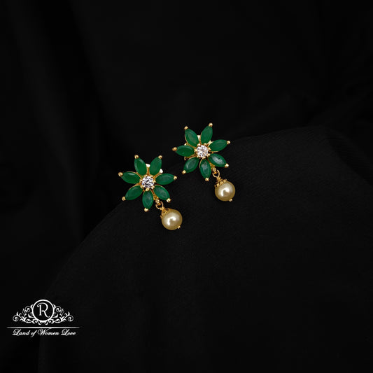 92.5 silver green stone earrings-RCBH005