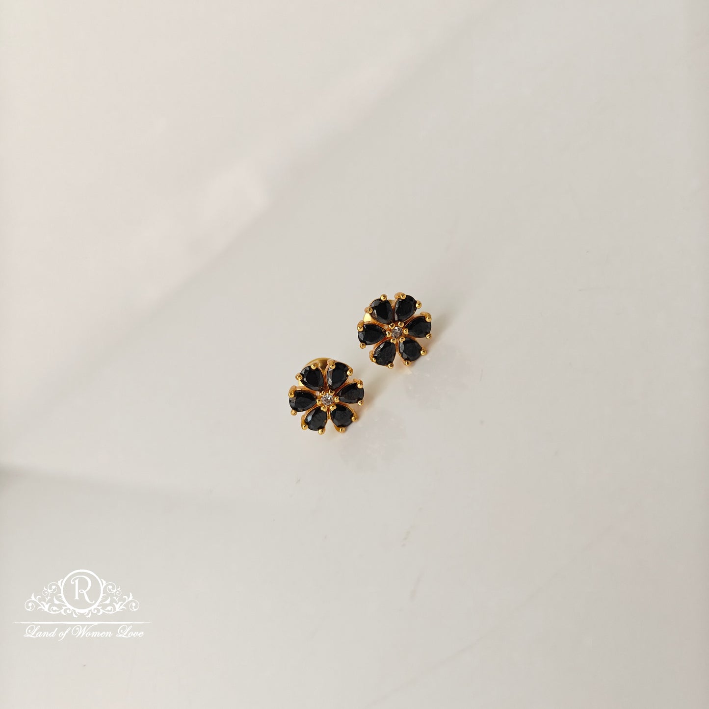 92.5 Silver  Earrings Black Colour -RCJR1113-1