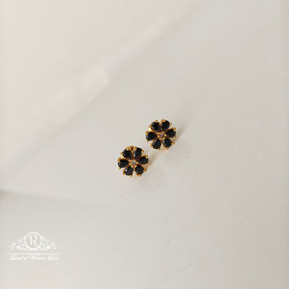 92.5 Silver  Earrings Black Colour -RCJR1113-1