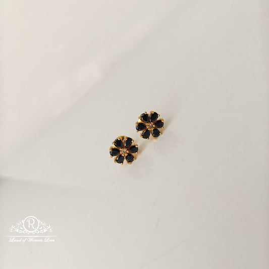 92.5 Silver  Earrings Black Colour -RCJR1113-1