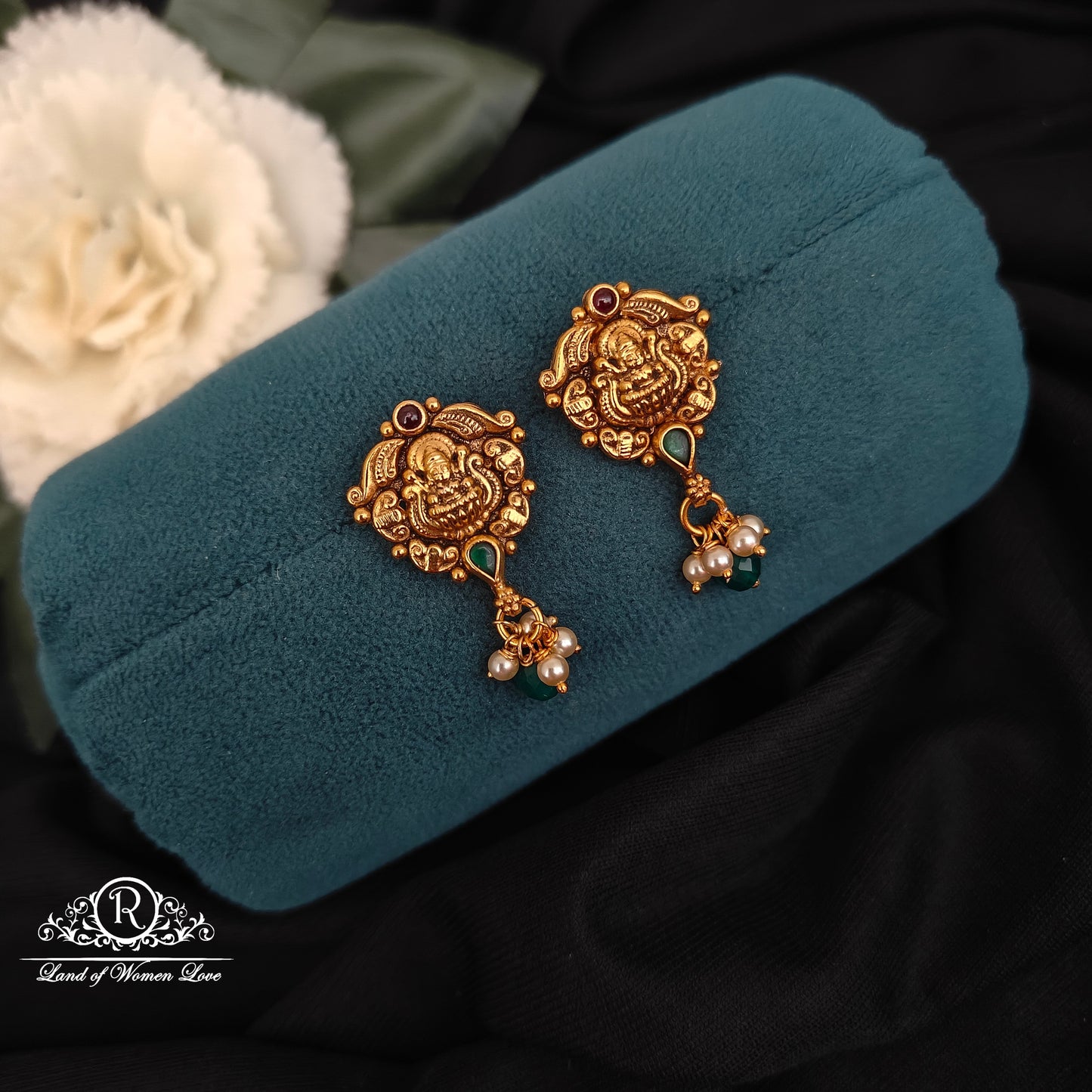 92.5-SILVER LAKSHMI DEVI EARRINGS -RCZ1002